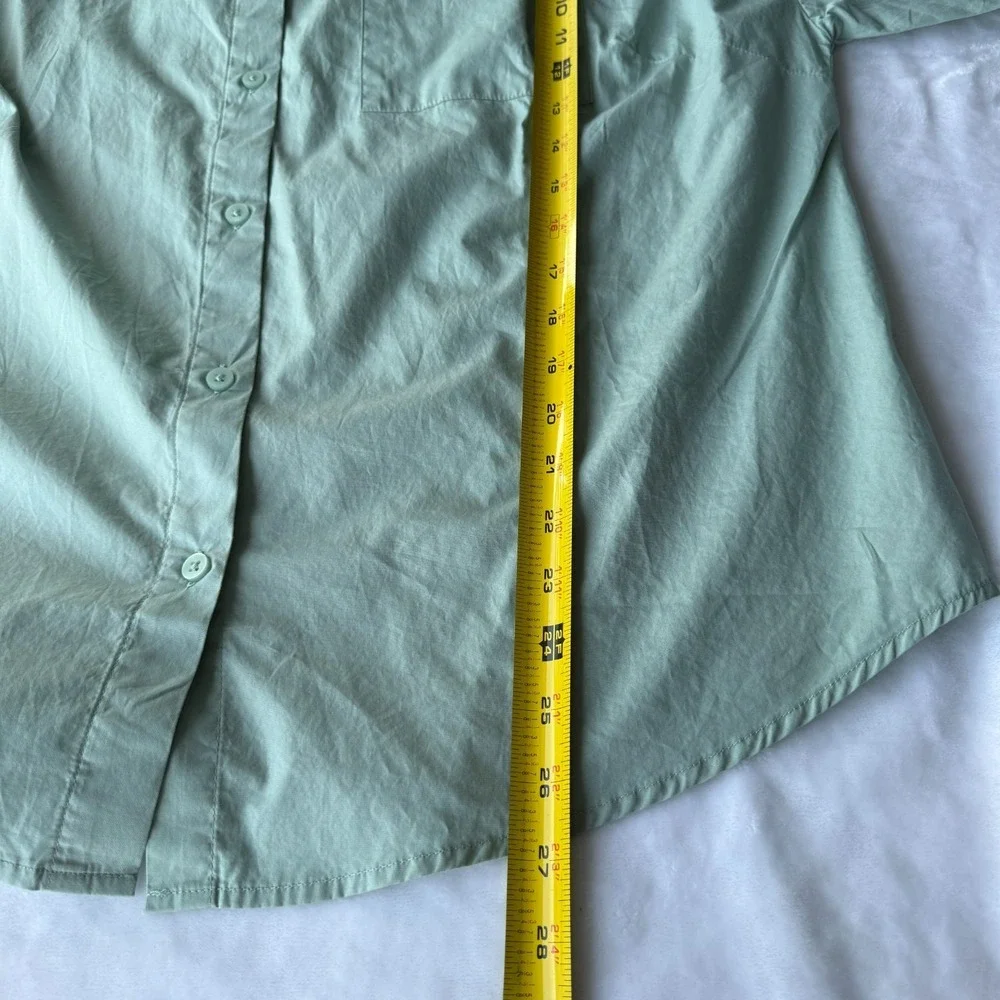 Cotton Traders Button Up Womens US 10 Minimalist Mint Haze Cotton Shirt Casual‎